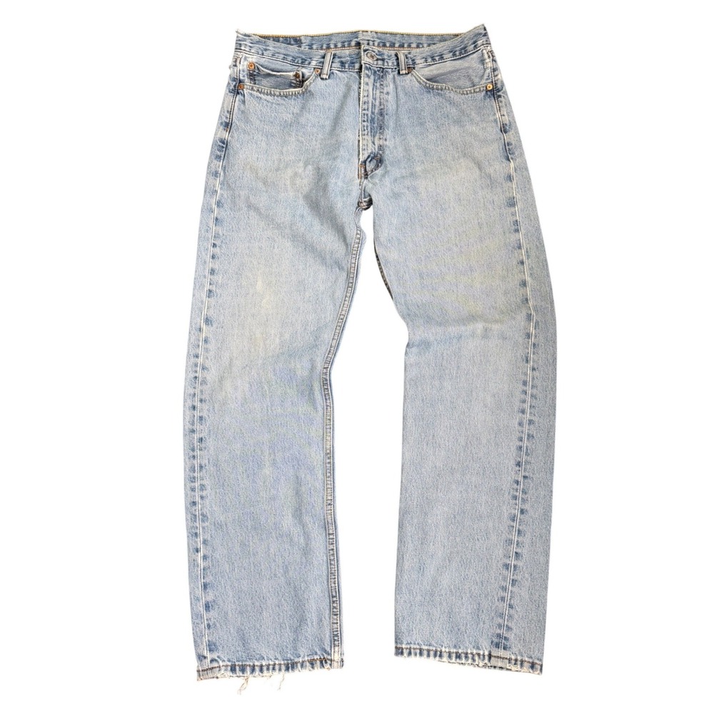Levis 505 Regular Fit Straight Leg Jeans‎ Mens 36x31 Light Wash Blue Denim